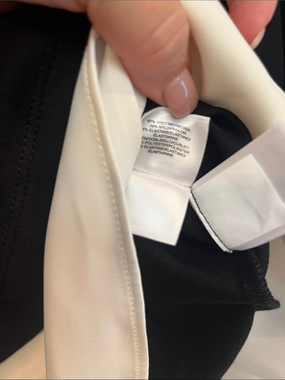 Anne Klein Black Top with Cream Ruffle Hem and Neck - Picture 4 of 6